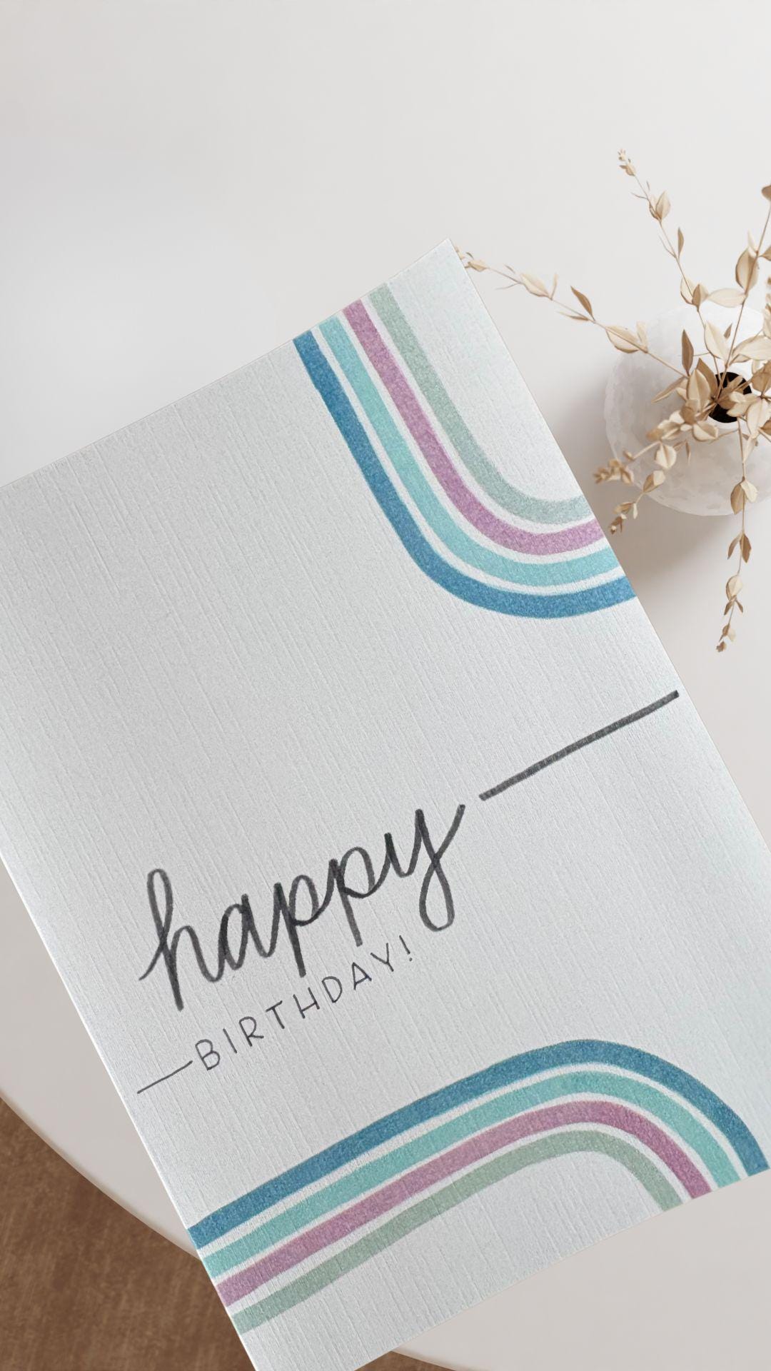Handmade Pastel Rainbow Birthday Card